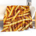 French Fries Pattern Flannel Blanket, 1 Count Soft Comfortable Throw Blanket, Cool Bedroom Bedding Blankets, Warm Napping Blanket for Home Office Camping, Food Themed Blanket