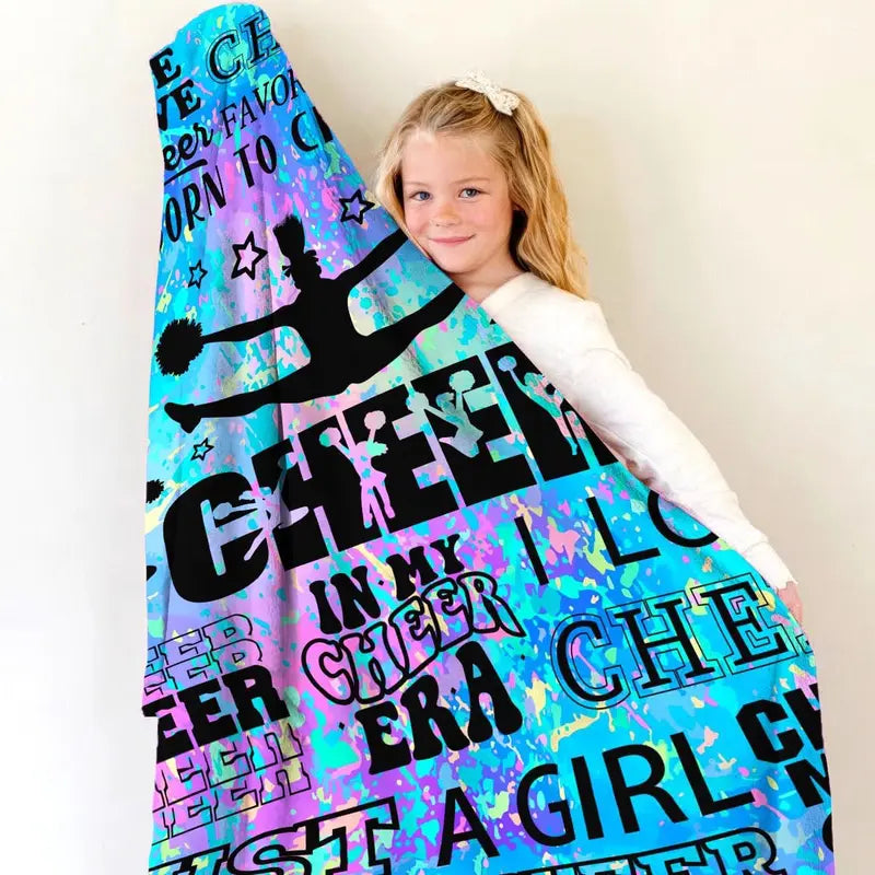 [Back to School] Female 100% Polyester Breathable Fleece Texture Cheerleading Throw Blanket, 80x60 in Single-Sided Printed, Ideal for Thanksgiving & Birthday Gifts, Sohochic