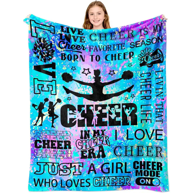 [Back to School] Female 100% Polyester Breathable Fleece Texture Cheerleading Throw Blanket, 80x60 in Single-Sided Printed, Ideal for Thanksgiving & Birthday Gifts, Sohochic