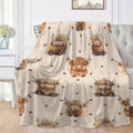 Cute Highland Cow Pattern Flannel Fleece Blanket, Soft Warm Nap Throw for Sofa & Bed, Lightweight Cozy Blanket for Home & Office, Multifunctional Fluffy Blanket, Decorative Gift #GLOBAL PICKS