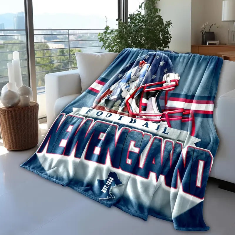 Football Team Graphic Blankets - Buffalo, Dallas, Chicago, Detroit, Pittsburgh Themed, Bold Print, Helmet Design, Vintage Style, Lightweight Soft Breathable Durable Fabric, 60"x50", All-Season Home Decor, Perfect Gift for Sports Fans, Room Decor, Game Day