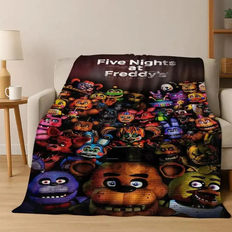FNAF 5 Nights at Freddy's 3D Game Cartoon Flannel Blanket - Soft, Warm Throw for Bed, Travel, Gamer Decor Gift