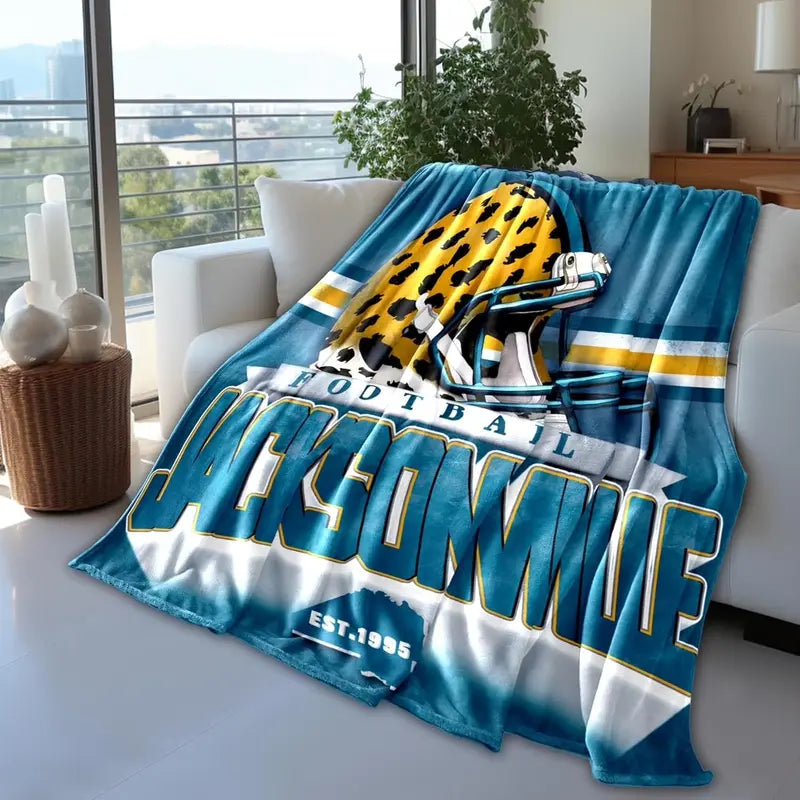 Football Team Graphic Blankets - Buffalo, Dallas, Chicago, Detroit, Pittsburgh Themed, Bold Print, Helmet Design, Vintage Style, Lightweight Soft Breathable Durable Fabric, 60"x50", All-Season Home Decor, Perfect Gift for Sports Fans, Room Decor, Game Day