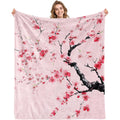Cherry Blossom Blanket Gifts for Girls Women Floral Sakura Flowers Pink Blankets for Kids Japanese Cherry Blossom Throw Blankets for Sofa Living Room Bedroom(50X60 Inch)