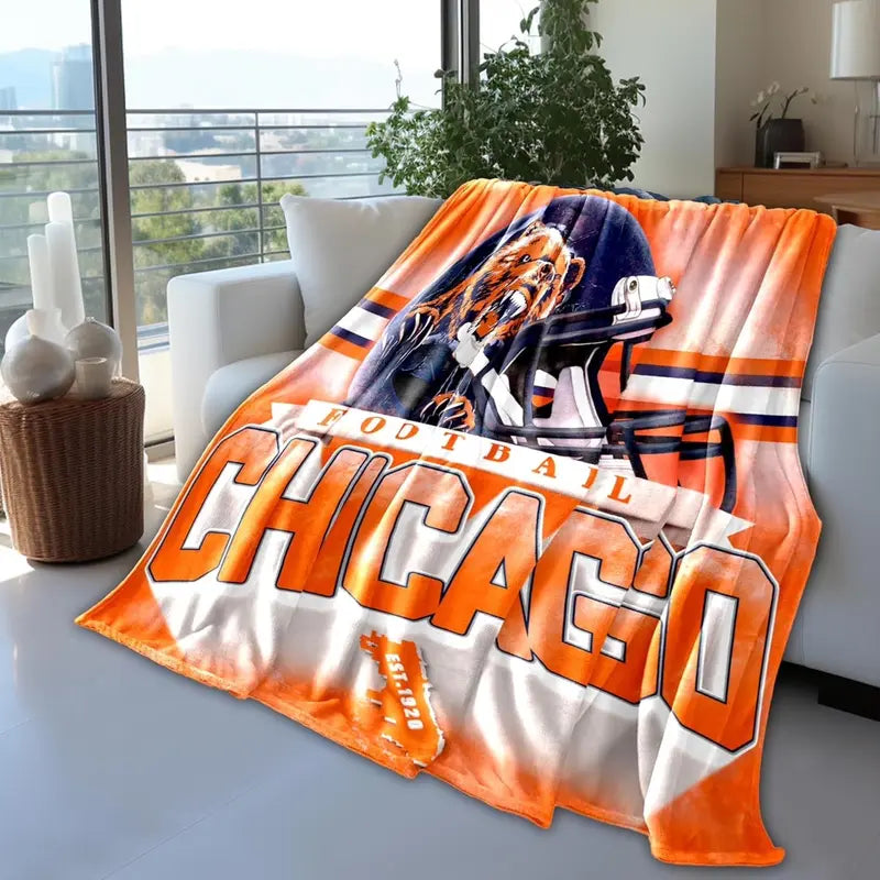 Football Team Graphic Blankets - Buffalo, Dallas, Chicago, Detroit, Pittsburgh Themed, Bold Print, Helmet Design, Vintage Style, Lightweight Soft Breathable Durable Fabric, 60"x50", All-Season Home Decor, Perfect Gift for Sports Fans, Room Decor, Game Day